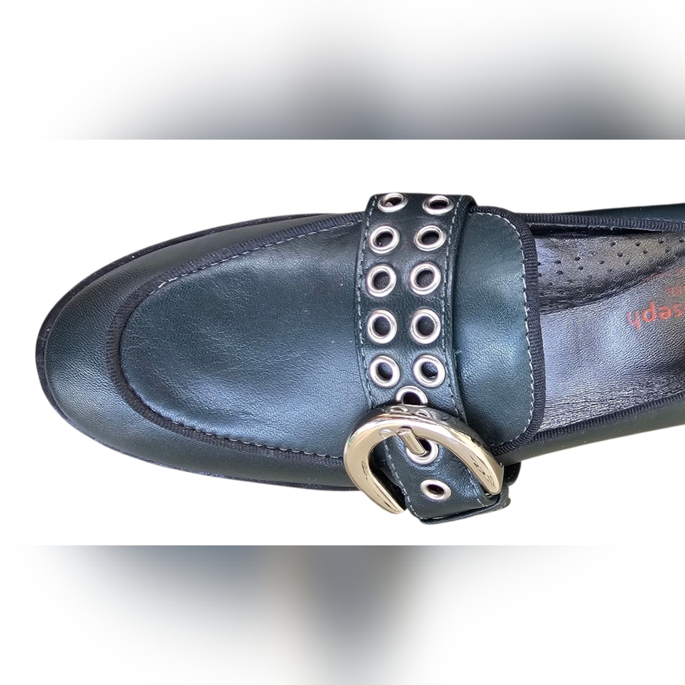 Marc Joseph - Summit St Dark Hunter Green Leather Loafers Grommet Strap & Buckle - Picture 10 of 12